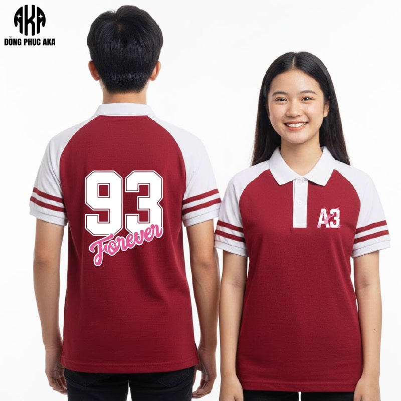 áo lớp màu đỏ đô, áo lớp polo, áo lớp có cổ, áo lớp thể thao, mẫu áo lớp đẹp, áo đồng phục lớp, áo phông lớp, áo lớp A3, mẫu áo lớp đẹp
